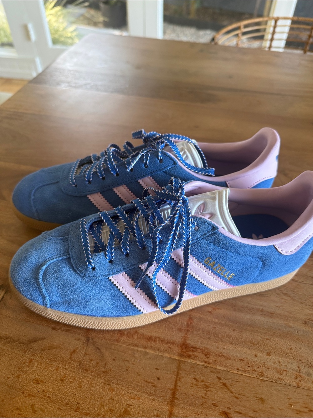 Adidas Women’s Blue and Pink Suede Sneakers - Gazelle Style